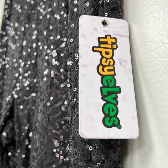 Tipsy Elves Women’s Black Sequin High Waisted Leggings Women Size XL - Picture 3 of 8